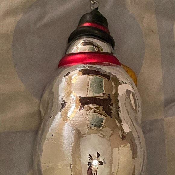 Vintage Department 56 Mercury Glass Snowman Holiday Christmas Ornament - Picture 2 of 4